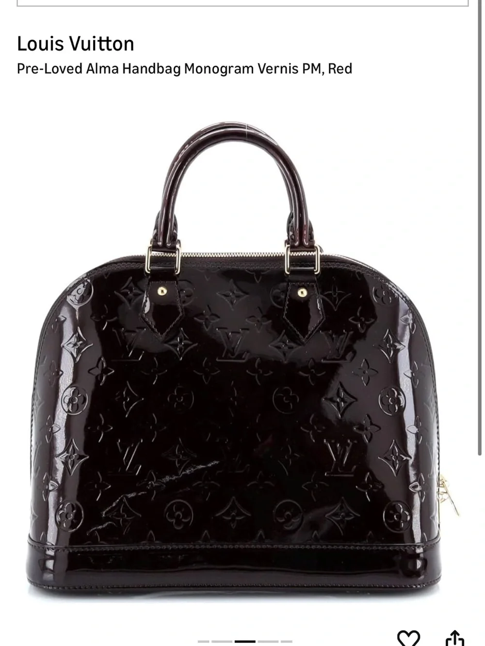 Louis Vuitton Red Vernis Alma Handbag